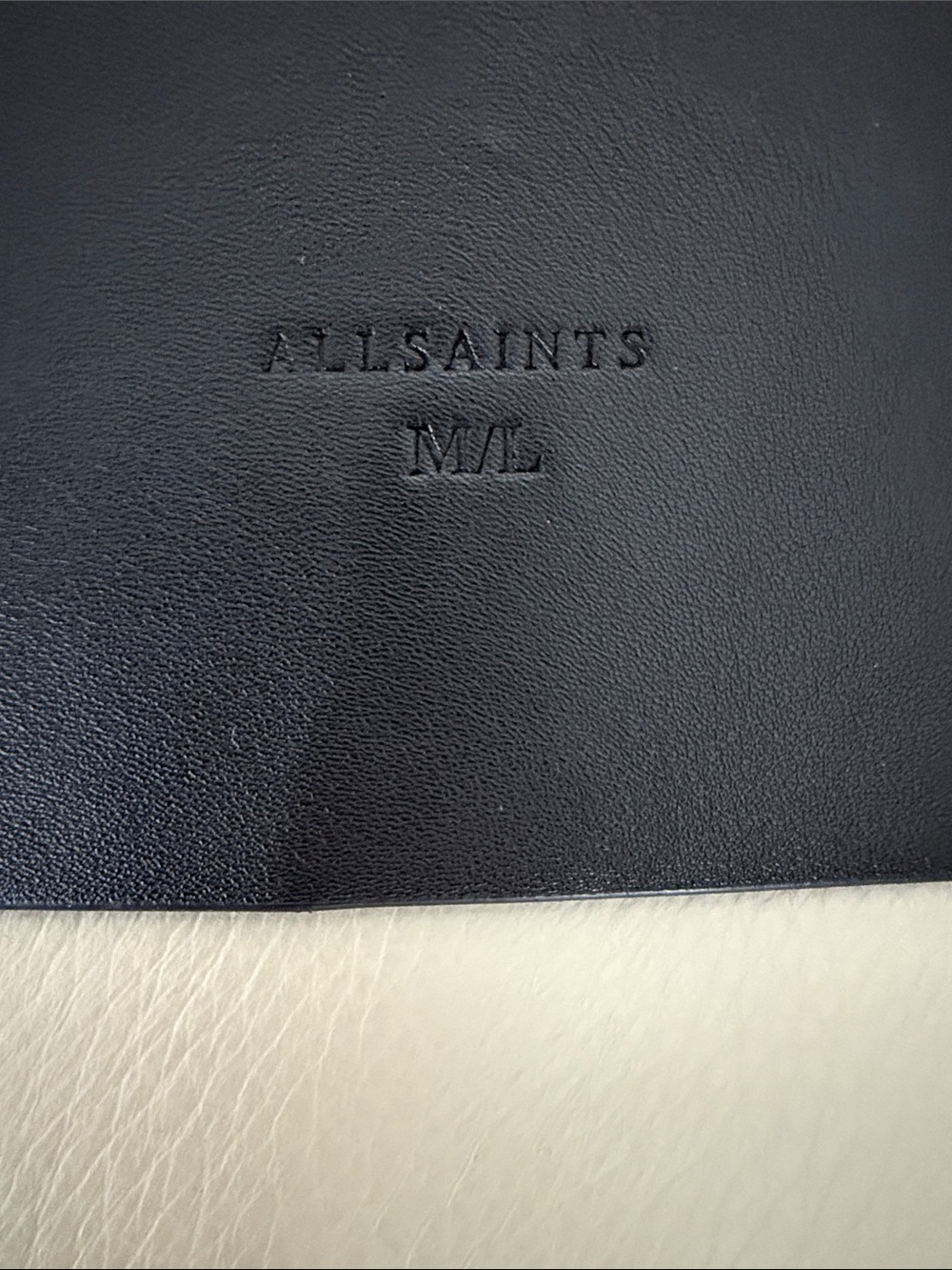 AllSaints Black Wide Leather Belt with Subtle Texture - Picture 3 of 4
